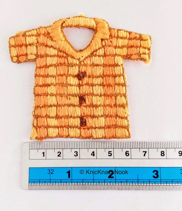 Hand Embroidered T-shirt Applique In Orange and Brown Embroidery, Appliqué Patch, Tshirt Applique